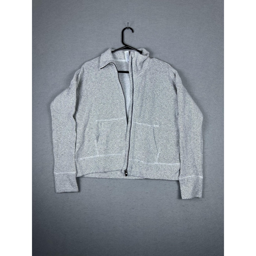 90 Degree by Reflex Sweater Womens Small Gray Full Zip Knit Lounge Casual Jacket